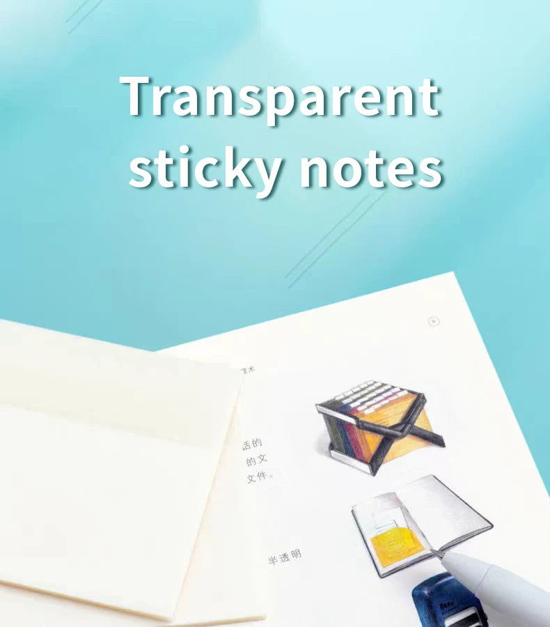 Notas Adhesivas transparentes para la escuela y la Oficina, notas impermeables, fluorescentes, material de papelería, 250 piezas