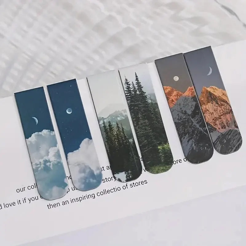 Marcapáginas magnético de paisaje forestal, 2 uds., para páginas, libros, lectores