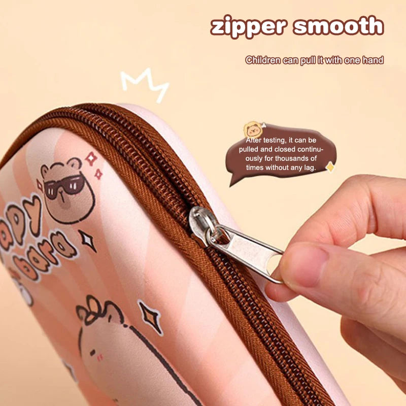 Estuche para lápices Capybara 3D, resistente a caídas, impermeable, útiles escolares para estudiantes, bolsa para bolígrafos multifunción de gran capacidad, papelería