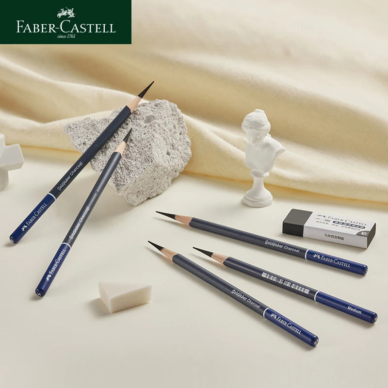 Juego de lápices de carbón profesionales Faber Castell, 5/12 piezas, lápices suaves, medianos y duros para dibujar, dibujar y sombrear
