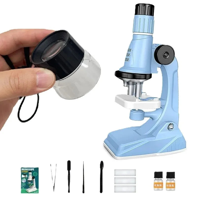 Kit de microscopio para niños, lupa portátil 200X-1200x, vástago de ciencia biológica, juguete, microscopio de bolsillo educativo escolar con luz LED