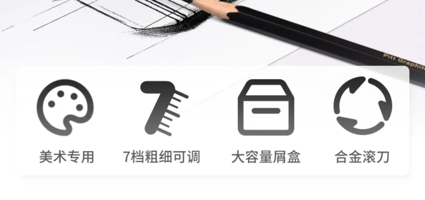 Faber Castell-Sacapuntas de Punta larga para artistas, Manual para arte, lápices de carbón, dibujo, bocetos, puntos ajustables