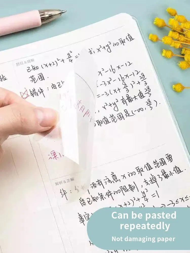 Notas Adhesivas transparentes para la escuela y la Oficina, notas impermeables, fluorescentes, material de papelería, 250 piezas